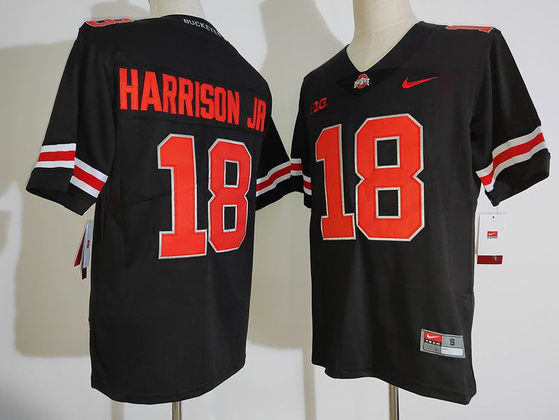 Men Ohio State Buckeyes #18 Harrison jr Black Nike 2025 NCAA Jersey